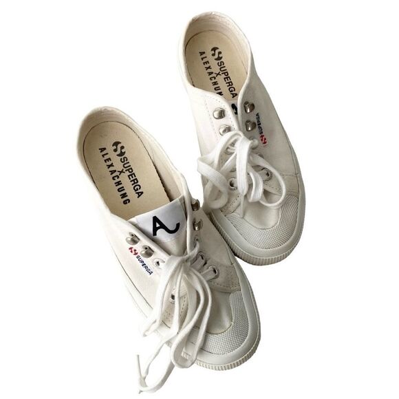 Superga X Alexa Chung 2294 Cothook Lace Up White Sneakers in Size US 4.5 - Picture 6 of 13